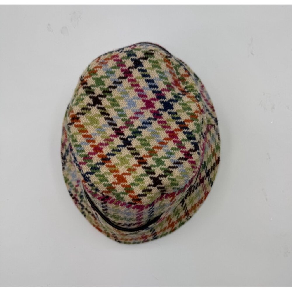 Coach Tattersall Crusher Multicolor Plaid Wool Bucket Hat With Leather Trim P/S - Picture 2 of 12